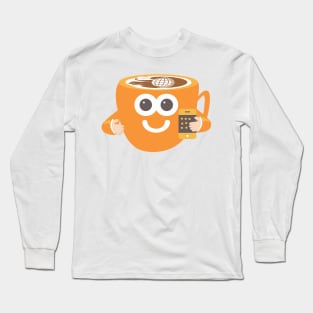 digital coffee cup mascot Long Sleeve T-Shirt